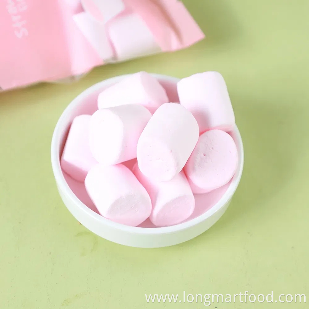 Poly Bag Packaging Soft White Strawberry Flavor Marshmallow Candy